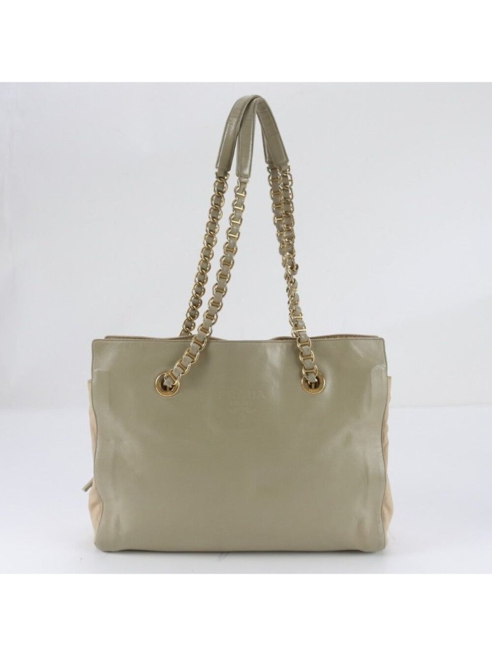 Prada Tessuto Nylon Leather Tote Bag Shoulder Chain